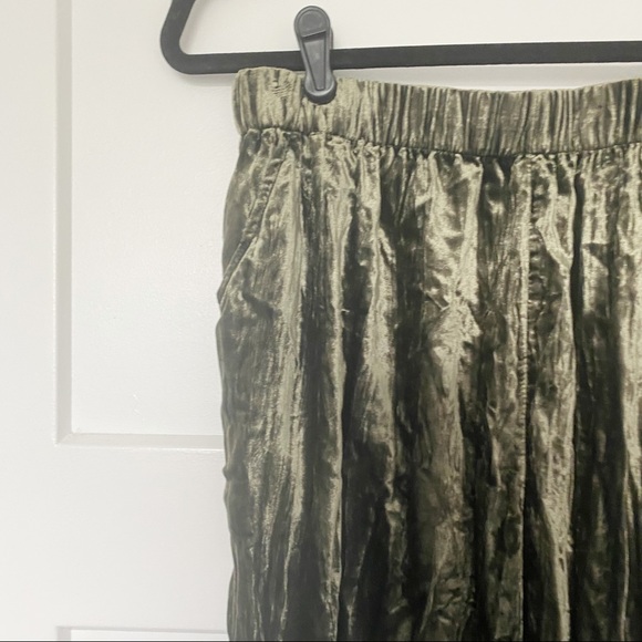 Anthropologie ett:twa Kinley Crushed Velvet Ankle Pants Green Size Small - Picture 6 of 10